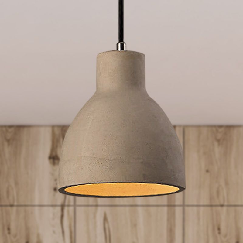 Byers Modern Dome Cement Pendant Light Gray Living Room - Lumpaz