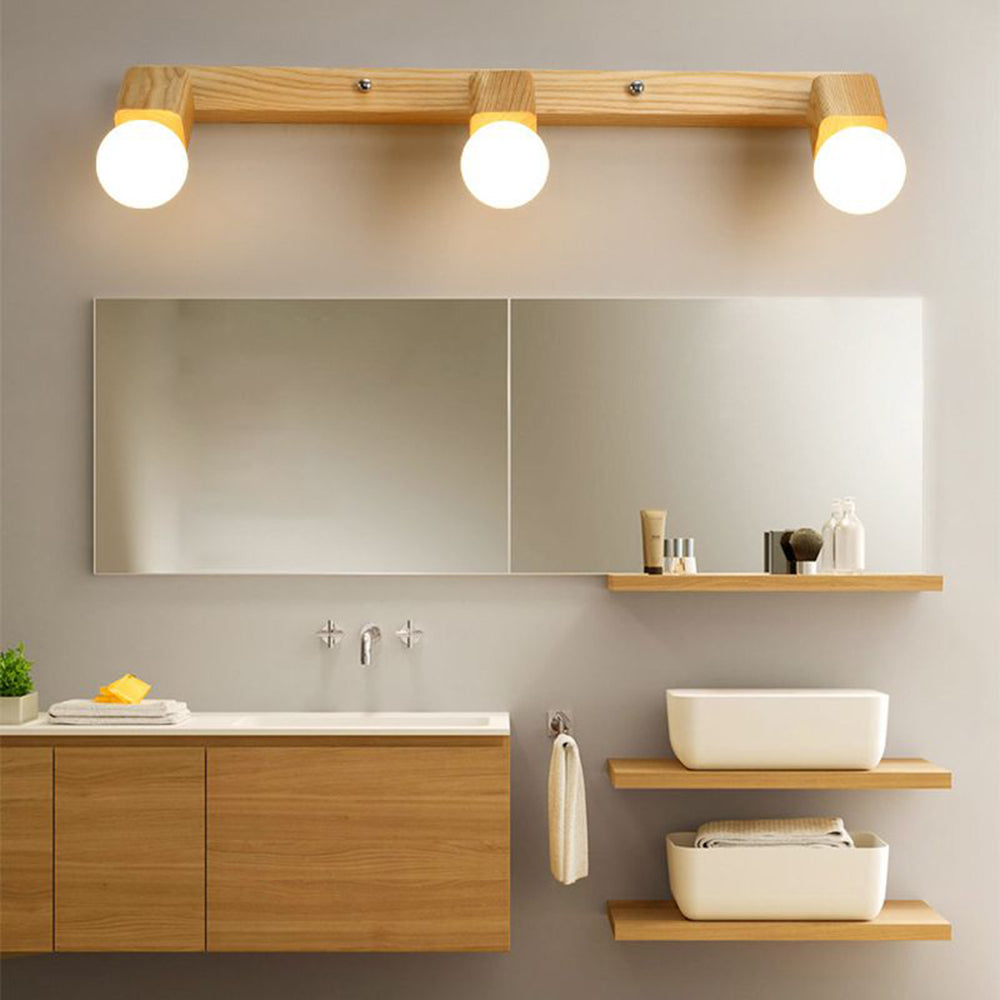 Ozawa Modern Square Globe Metal/Wood Wall Lamp, Vanity Light - Lumpaz