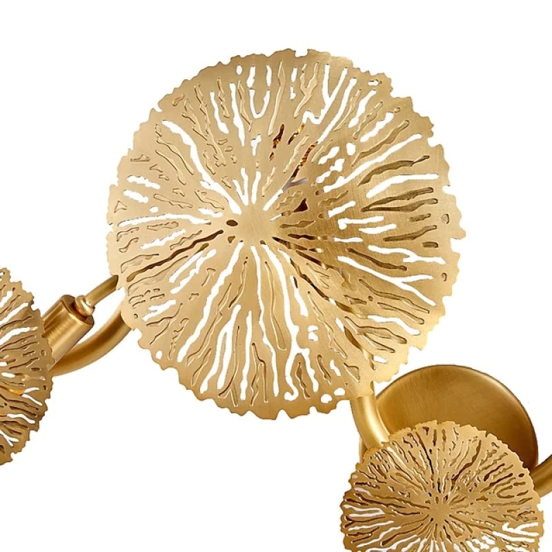 Knox Modern Metal Round Lotus Leaf Wall Lamp, Gold - Lumpaz