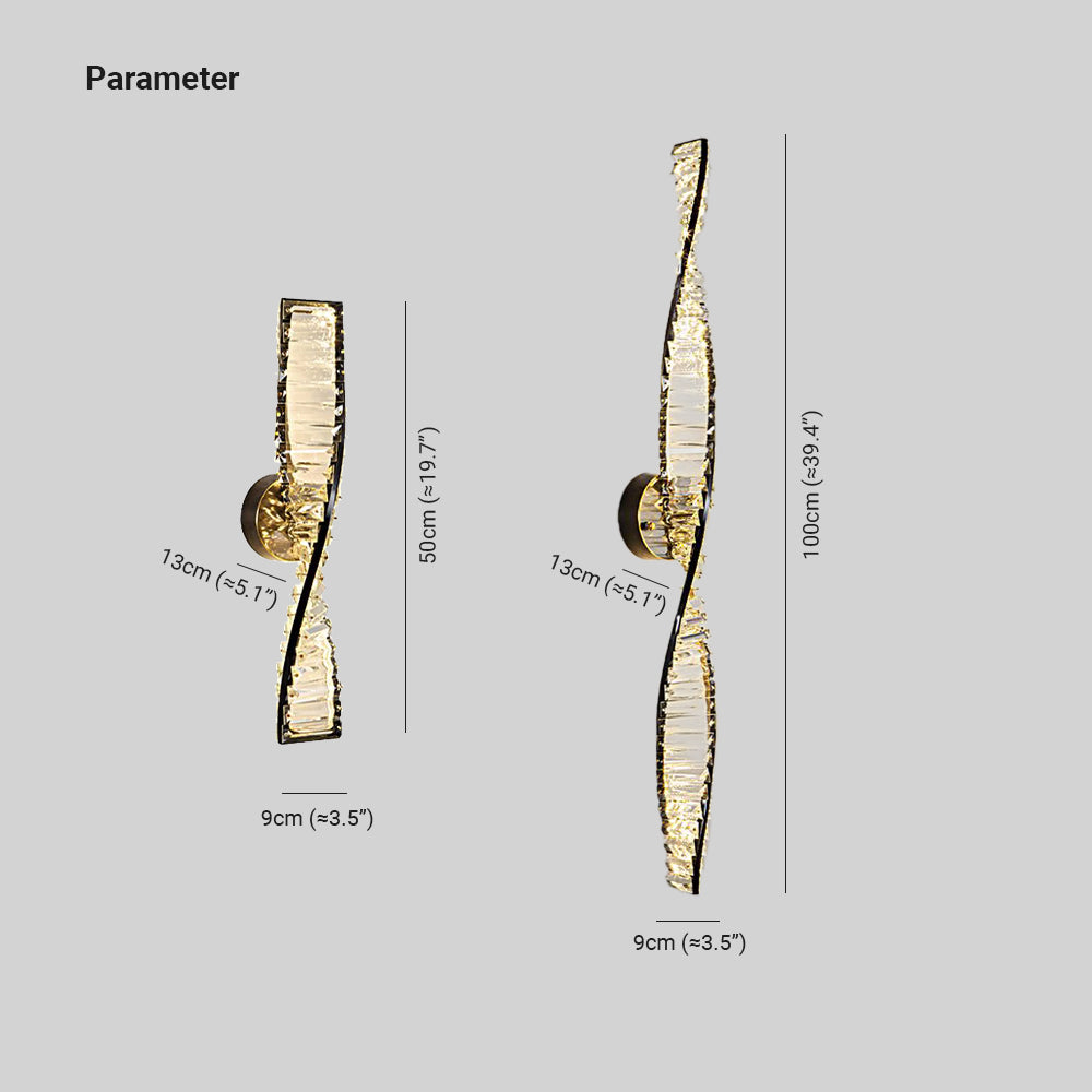 Kristy Vanity DNA Metal/Crystal Wall Lamp, Black/Gold - Lumpaz