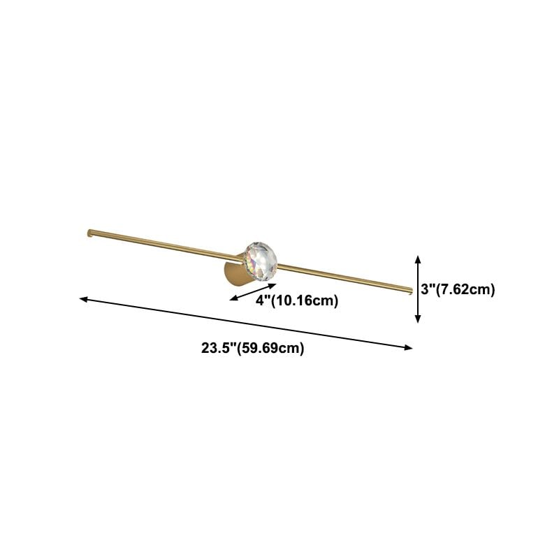 Kristy Minimalist Linear Metal/Crystal Mirror Front Vanity Wall Lamp, Gold - Lumpaz