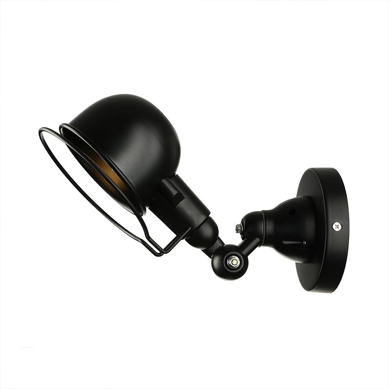 Alessio Wall Lamp Dome Retro, Adjustable Metal, Black, Living Room - Lumpaz