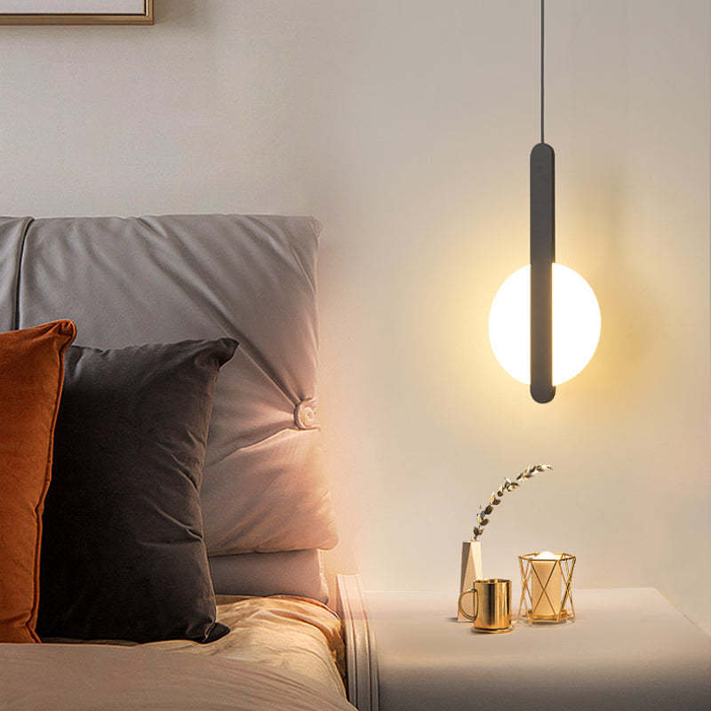 Nyla Modern Minimalist LED Hanging Pendant Lights Black White Bedroom - Lumpaz