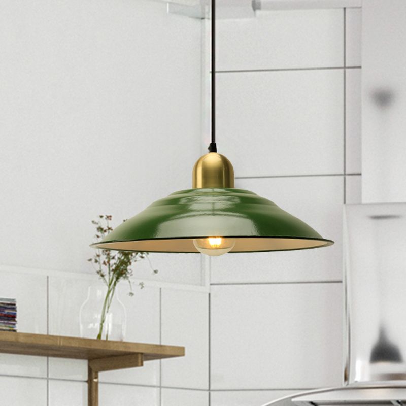 Cairns Vintage Metal Arched Pendant Light, Green - Lumpaz
