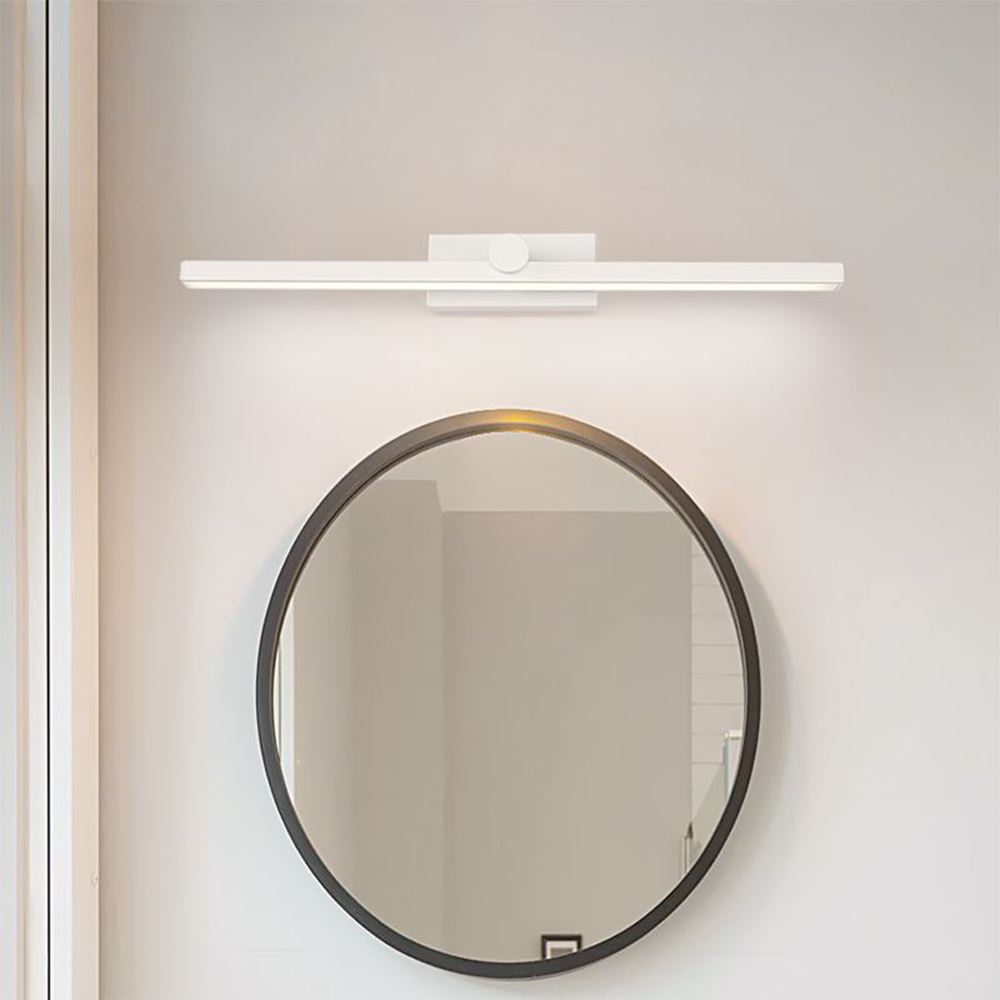 Leigh Nordic LinearMetal Mirror Front Vanity Wall Lamp, White - Lumpaz