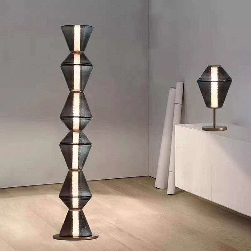 Evette Nordic Modern Black LED Pendant & Floor&Table Lamp, Glass - Lumpaz