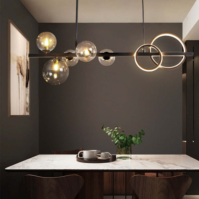 Valentina Pendant Light Bubble Circle Modern, Metal, Black/Gold, Bedroom - Lumpaz