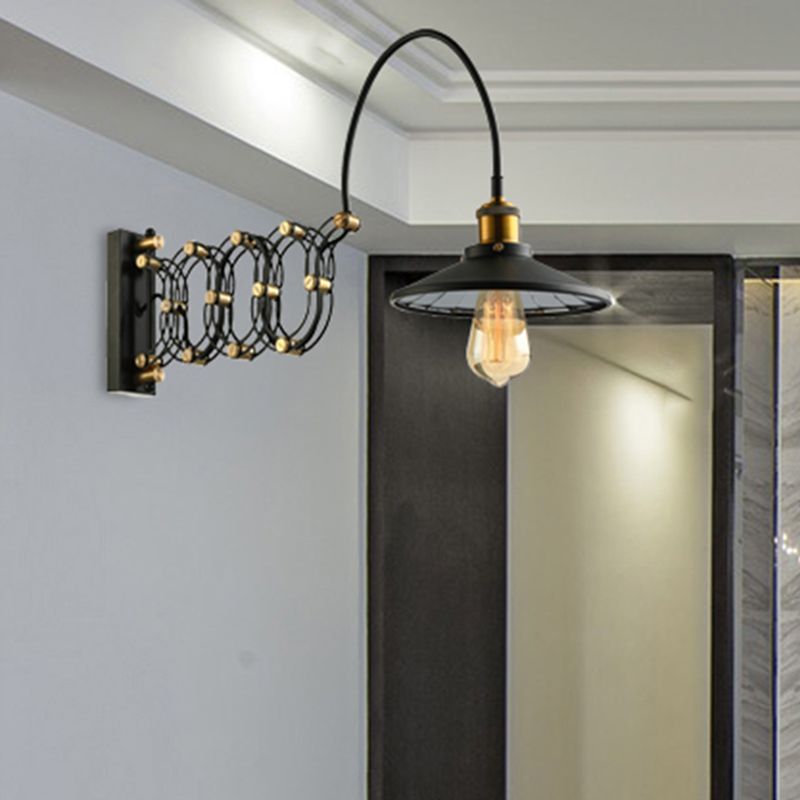 Brady Wall Lamp Arched Lamppost Extendable Arm Metal, Black, Living Room - Lumpaz