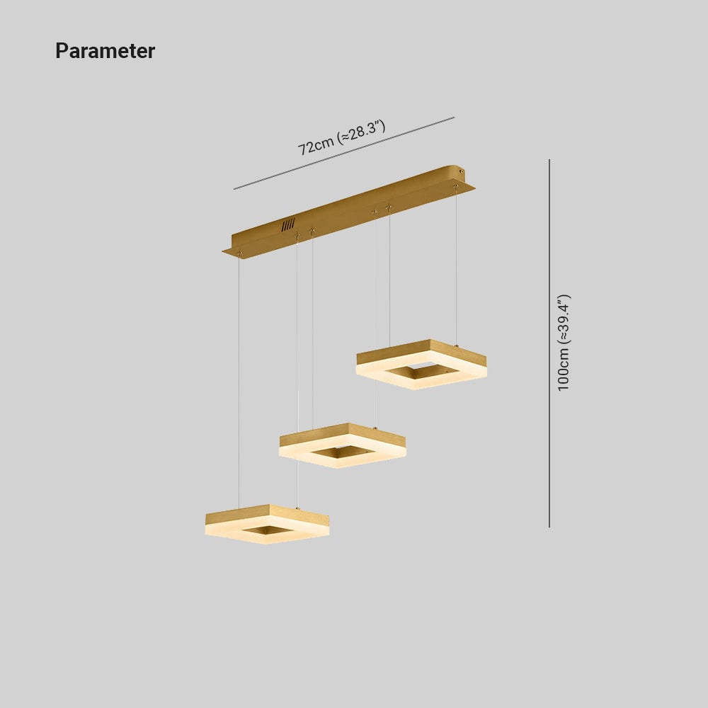 Raheel Modern Gold Cluster 3 Lights Pendant Light, Square - Lumpaz