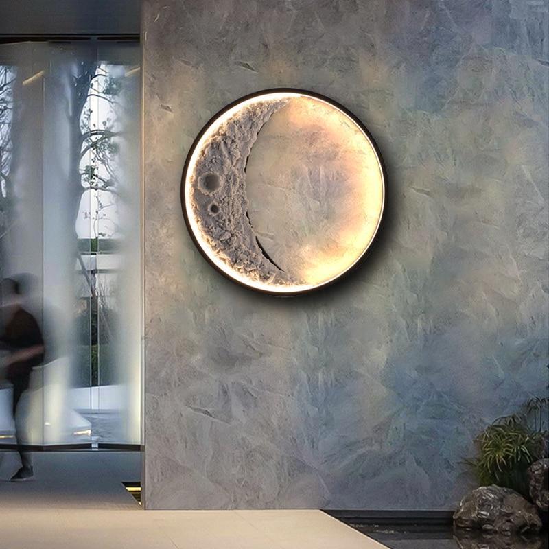 Elif Outdoor Wall Lamp Moon Modern, Led, Black, Courtyard - Lumpaz