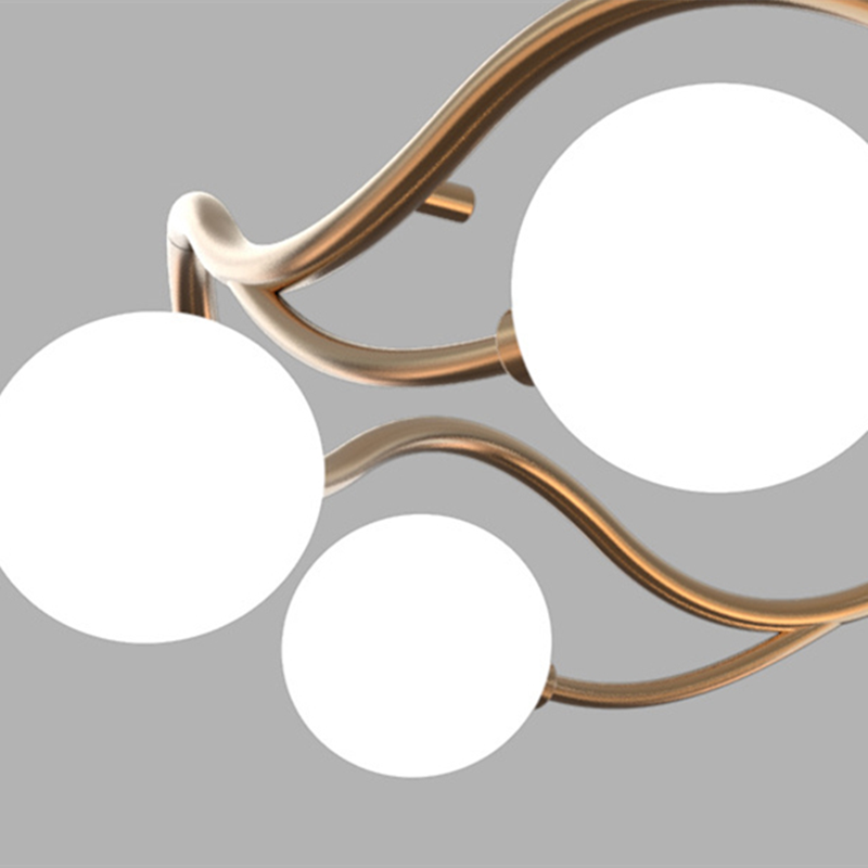 Valentina Modern Designe Wave Metal/Glass Pendant Light, White/Gold - Lumpaz