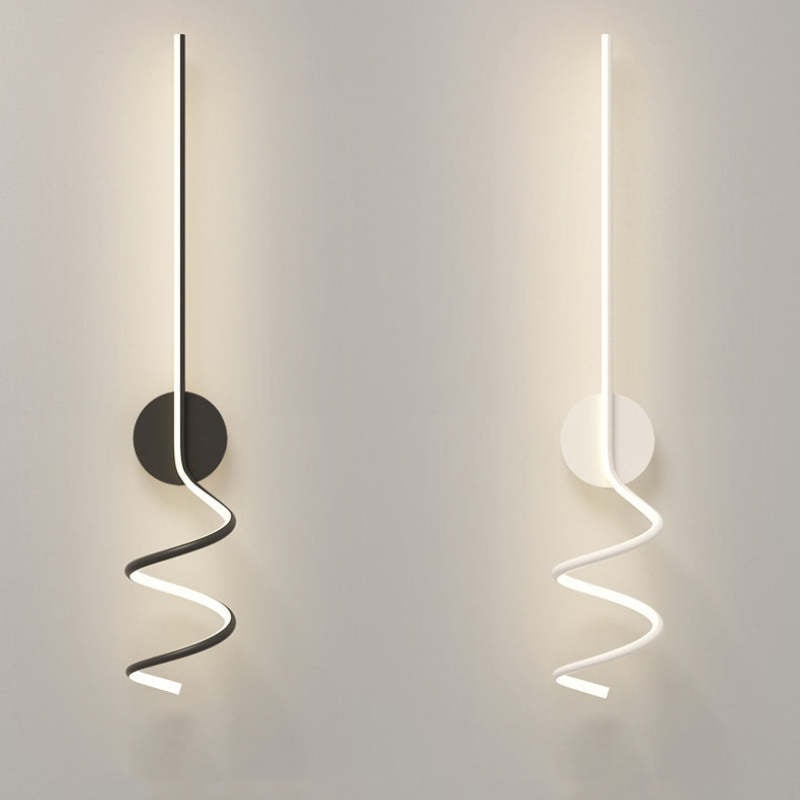 Modern LED Art Interior Wall Light Spiral, Black & White - Lumpaz