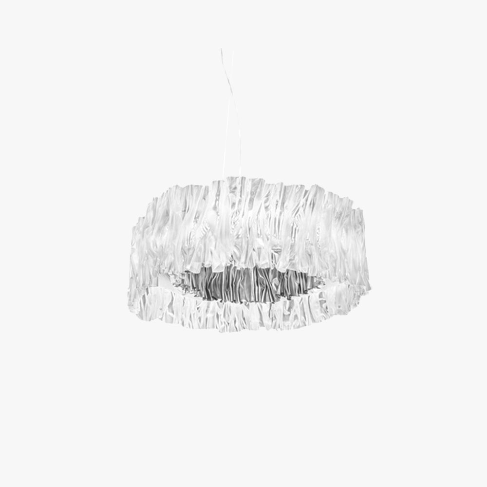 Kristy Modern Luxury Pleated Pendant Light, Circle, Acrylic/Stainless Steel - Lumpaz