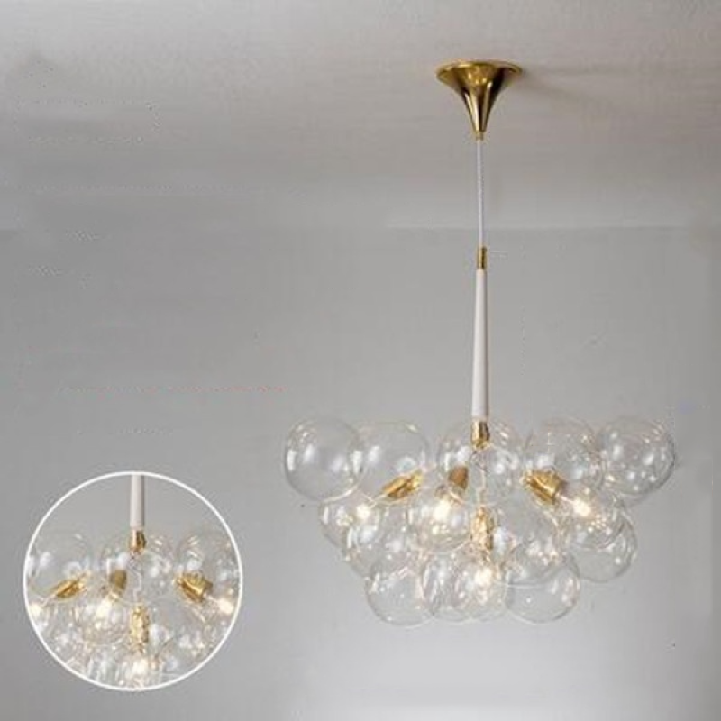 Valentina Nordic Luxury Clear Bubble Pendant Light , White/Black/Coffee - Lumpaz