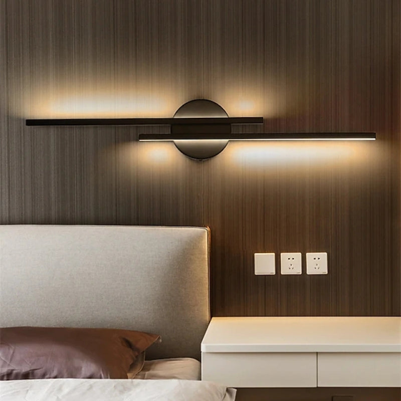 Alana Modern Nordic Disc/Linear Metal LED Wall Lamp, Black/White - Lumpaz