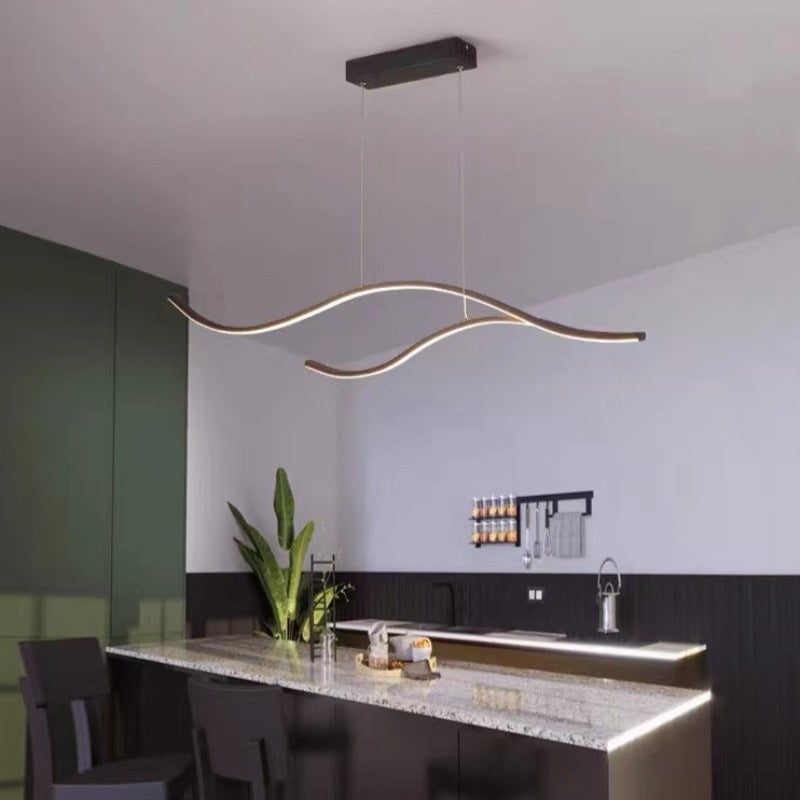 Curved Linear Pendant Light, Black/Gold - Lumpaz