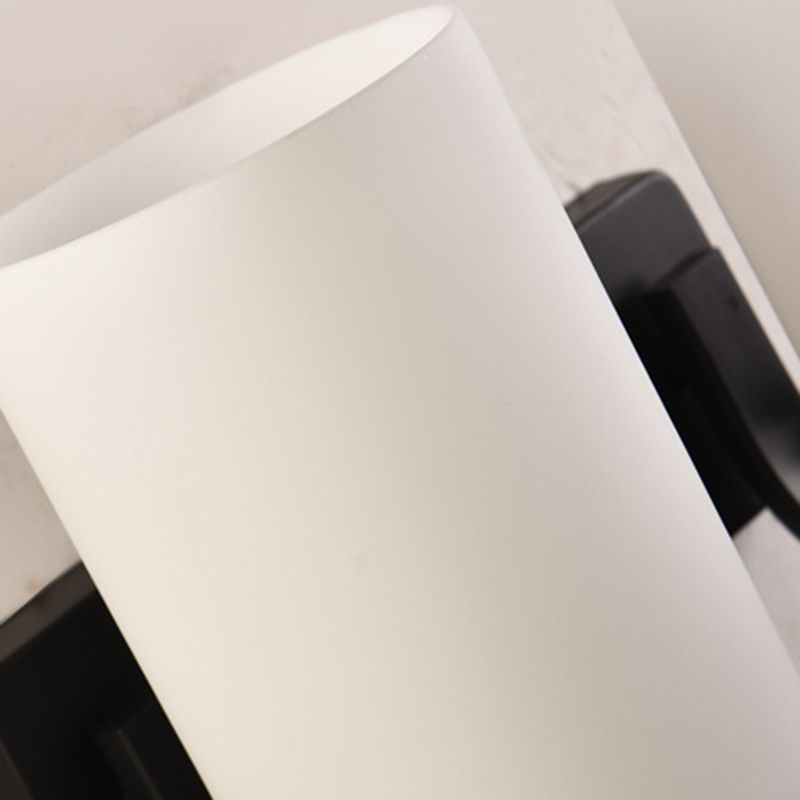 Eryn Minimalism Cylindrical Metal Glass Art Vanity Wall Lamp, Black/Chrome - Lumpaz