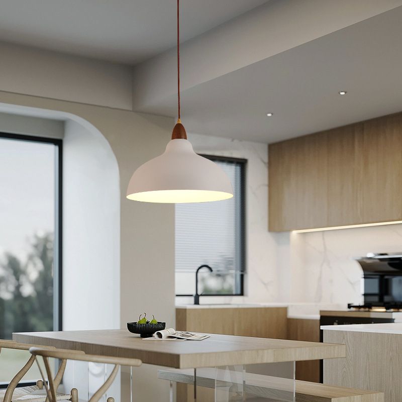 Morandi Modern Bowl-shaped Metal Pendant Light, Black/White - Lumpaz
