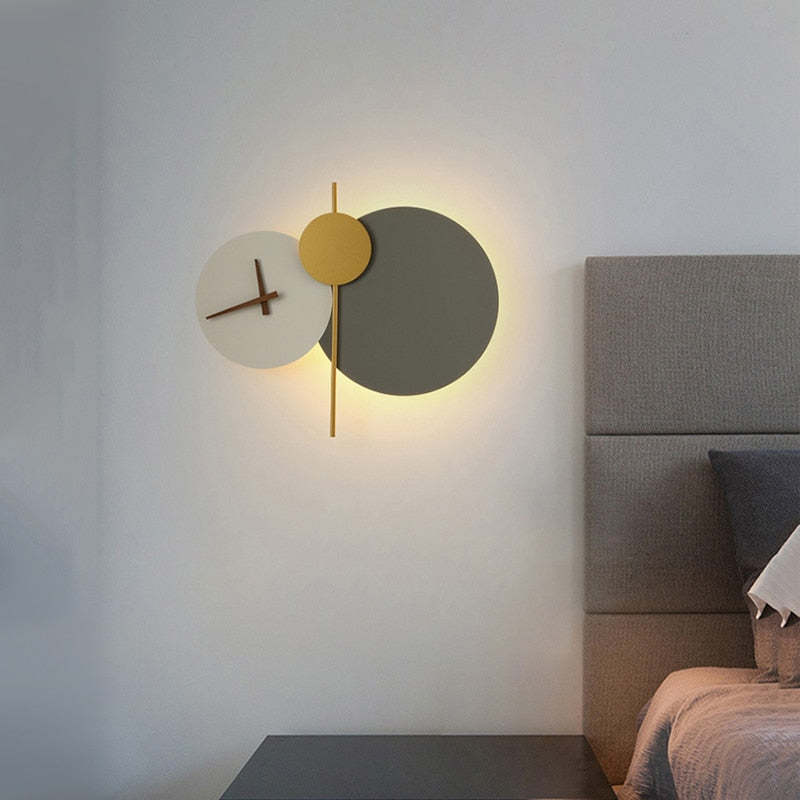 Nielsen Modern Clock Metal Painted Wall Light LED Light Bedroom - Lumpaz