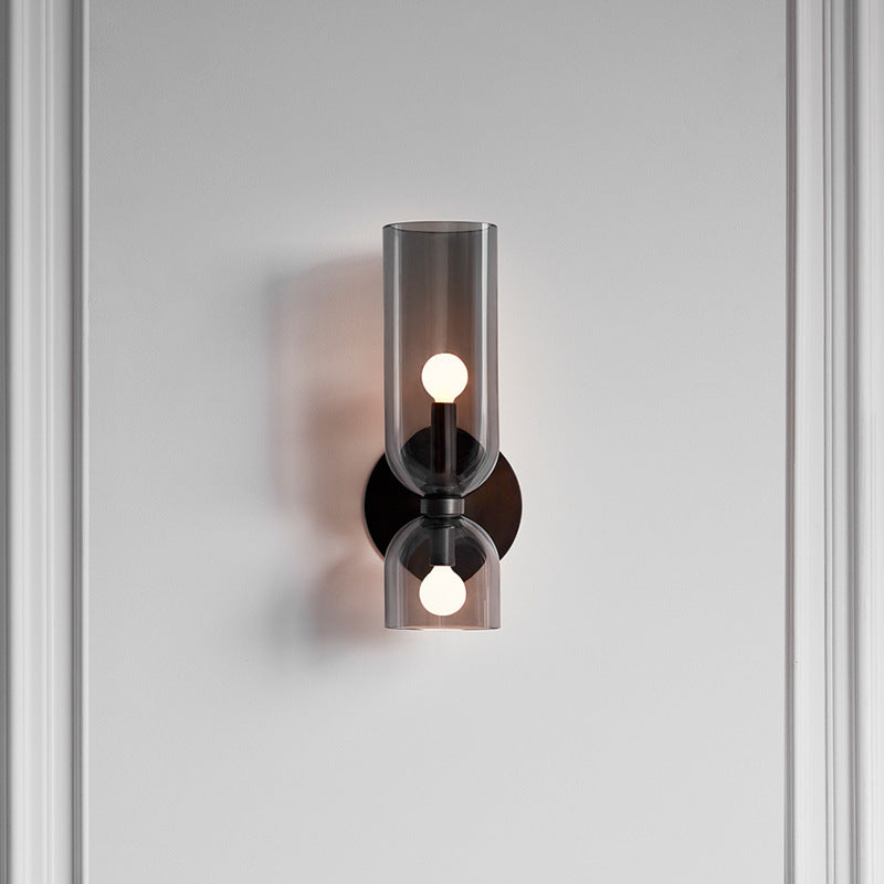 Hailie Modern Bedroom Glass Wall Lamp Sconce, Blue/Gray/White - Lumpaz