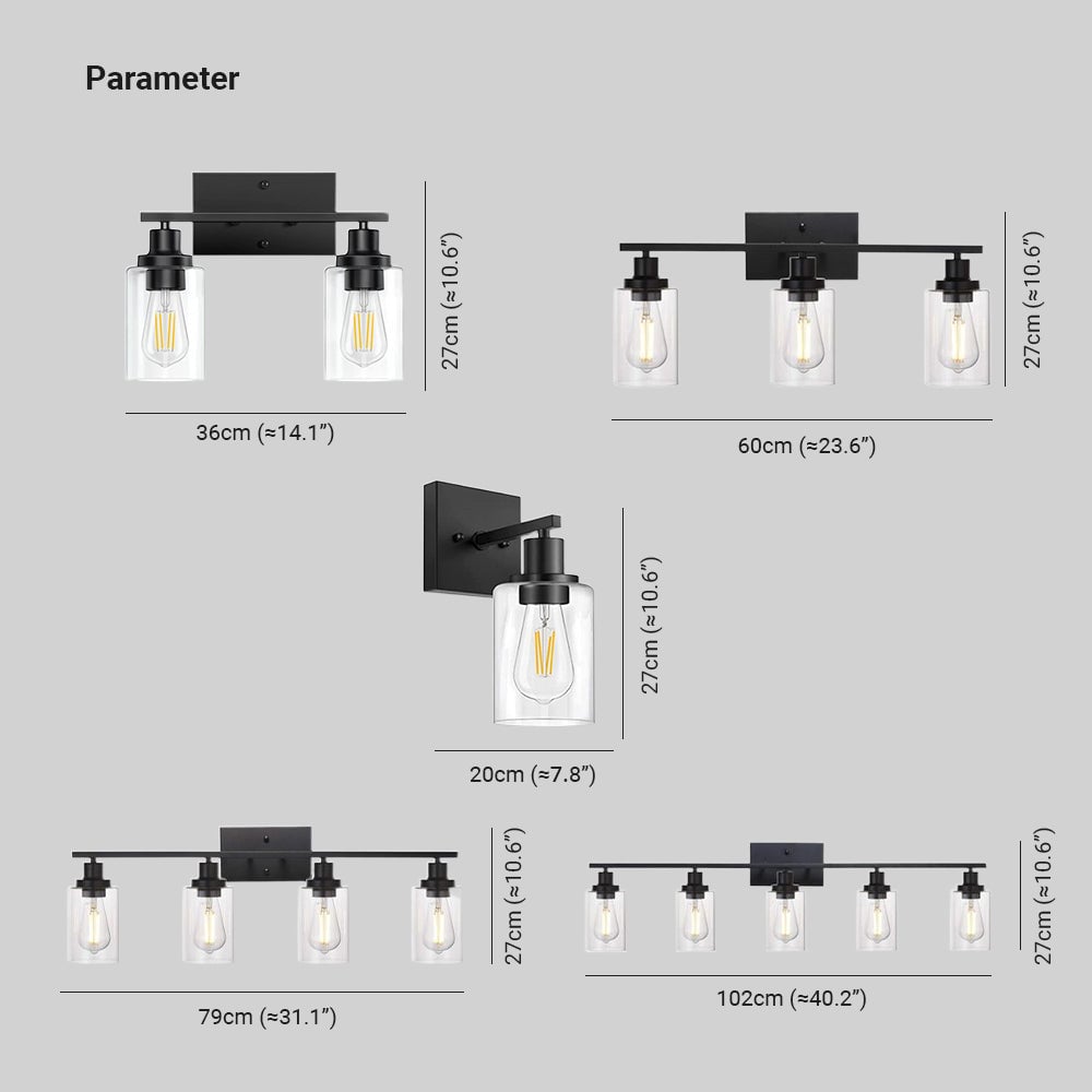 Alessio Modern Mirror Front Black Vanity Wall Lamp, Metal/Glass - Lumpaz