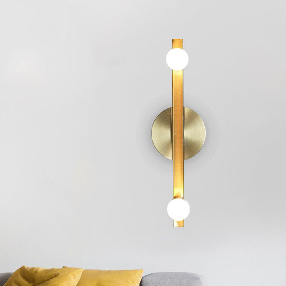 Avi Modern Linear Metal Wall Lamp, Gold, Bathroom - Lumpaz