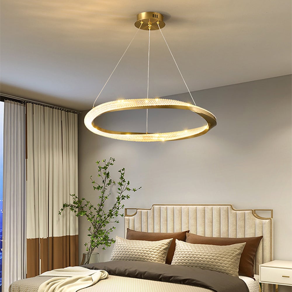 Arisha Minimalist  Ring Spiral Shape Metal Pendant Light,Gold - Lumpaz