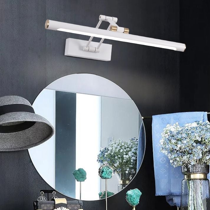Edge Modern Adjustable Mirror Front Vanity Metal LED Wall Lamp, Black/White - Lumpaz