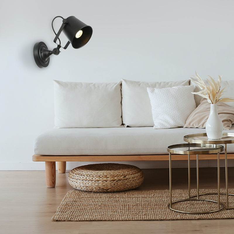 Brady Modern Bucket Metal Adjustable Wall Lamp, Black/Rust - Lumpaz
