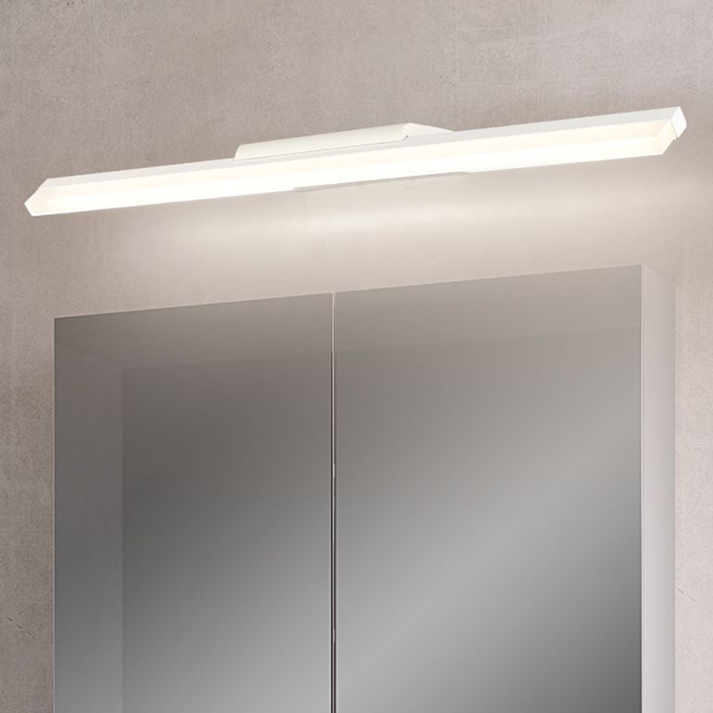 Leigh Minimalist Linear Metal/Acrylic Wall Lamp, White, Bathroom - Lumpaz
