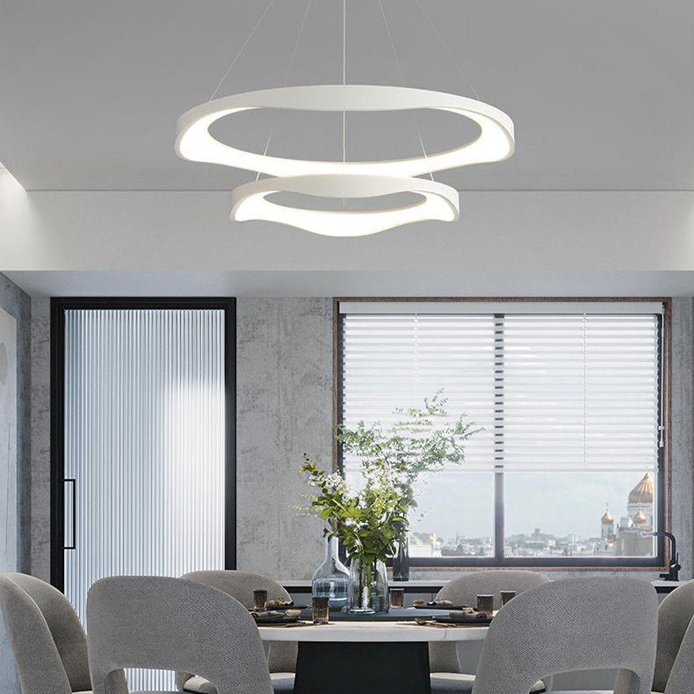 Arisha Pendant Light Rond Modern, Light Color Switchable, Black/White, Dining Room - Lumpaz