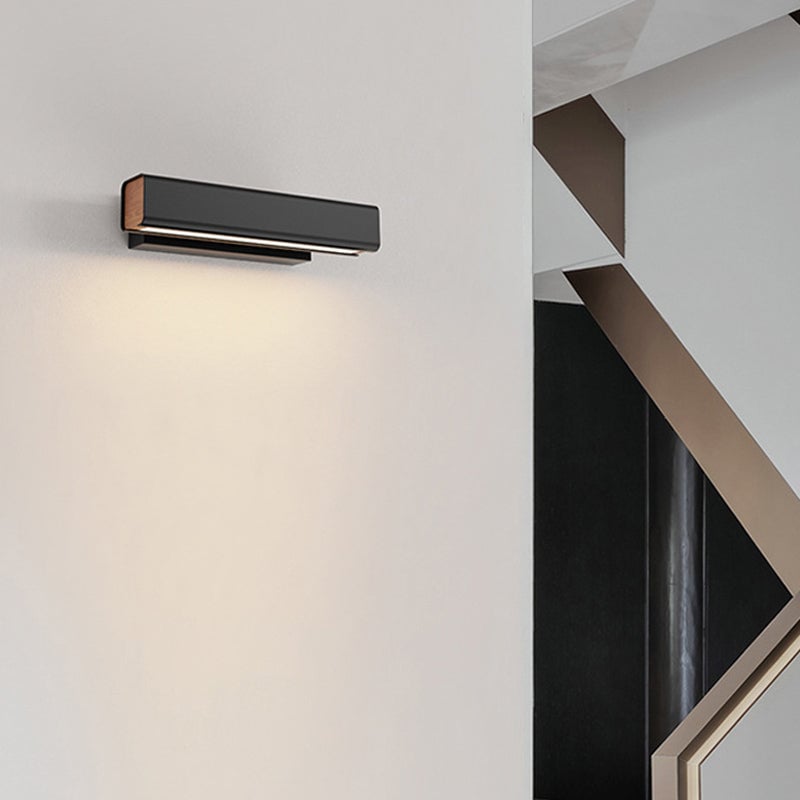 Aqsa Modern Rectangles Metal Rotatable Wall Lamp, Black/White - Lumpaz
