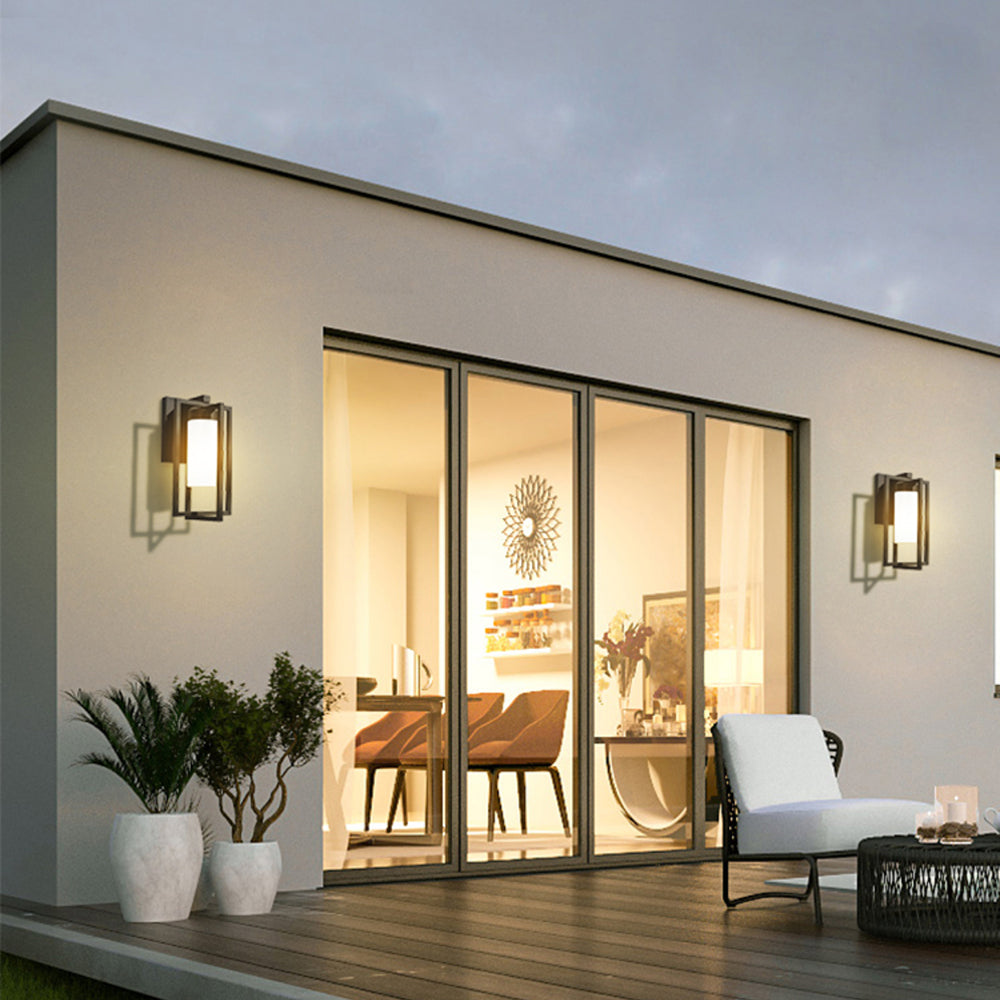 Orr Designer Rectangular Metal Outdoor Wall Lamp, Black - Lumpaz