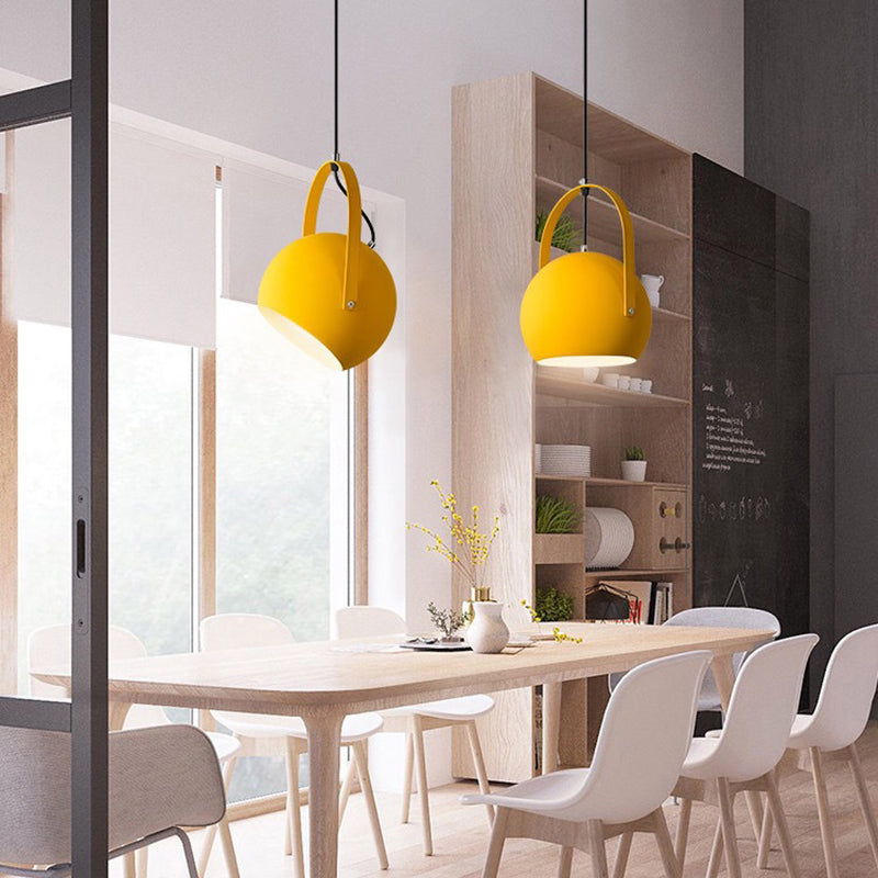 Morandi Colorful Art Deco Pendant Light, Spherical, Metal, Bedroom - Lumpaz