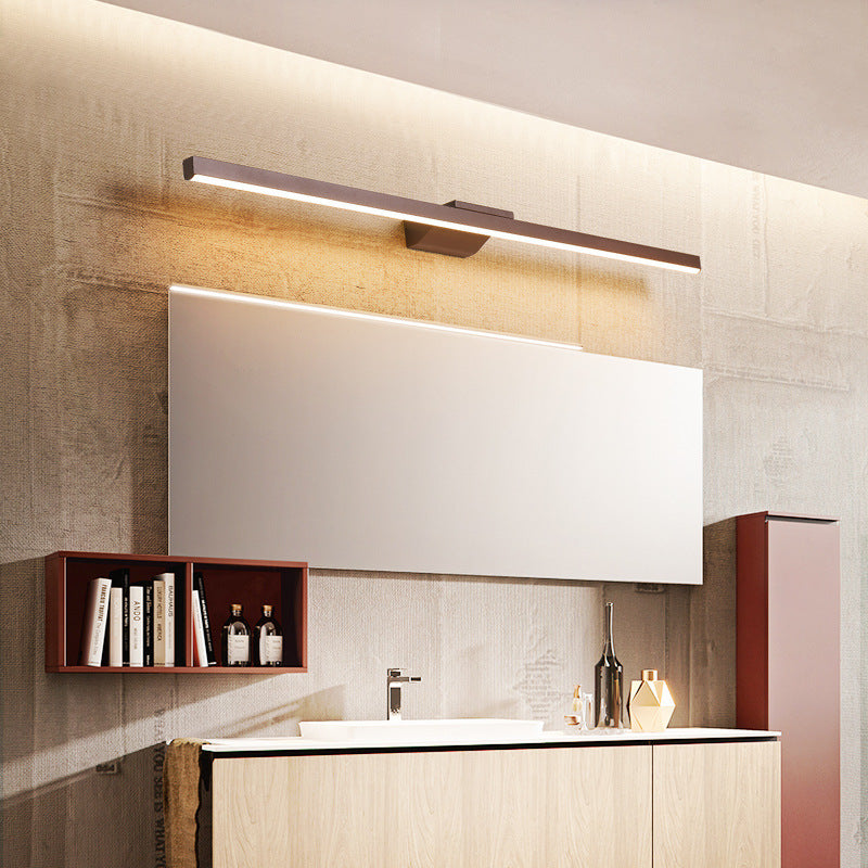 Leigh Modern Linear Metal Wall Lamp Mirror Front, Coffee - Lumpaz