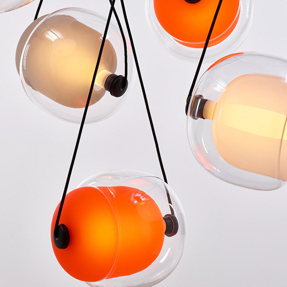 Hailie Modern Bubble Glass Pendant Light, Blue/Yellow/Pink/Smoky Gray/White/Clear - Lumpaz