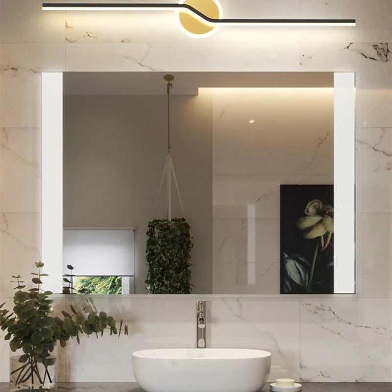 Leigh Wall Lamp Linear Minimalist, Metal, Black/Gold, Bedroom - Lumpaz