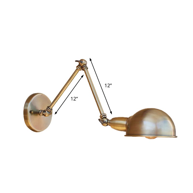 Brady Hemispheric Adjustable Wall Lamp, Brass/Antique Brass/Chrome, Bedroom - Lumpaz