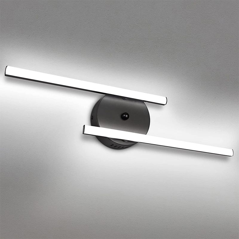 Alana Modern Bi-Linear LED Vanity Wall Lamp, Black/Silver - Lumpaz