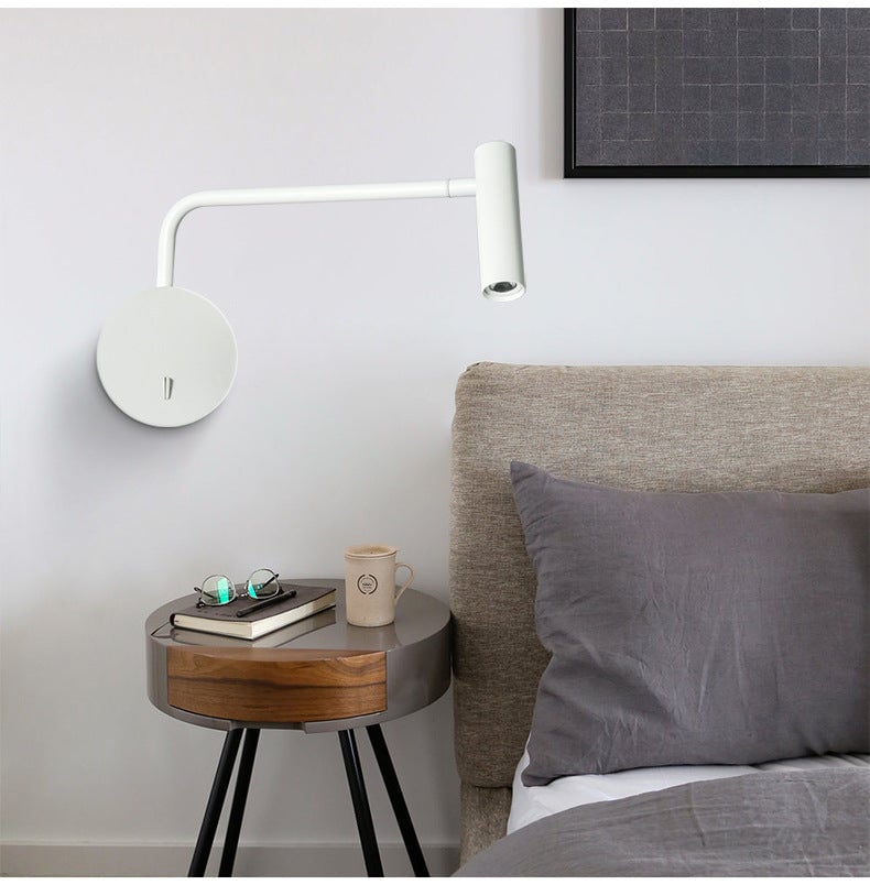 Orr Wall Lamps Swing Arm Modern, LED Spotlight, Black/White/Gold, Corridor - Lumpaz