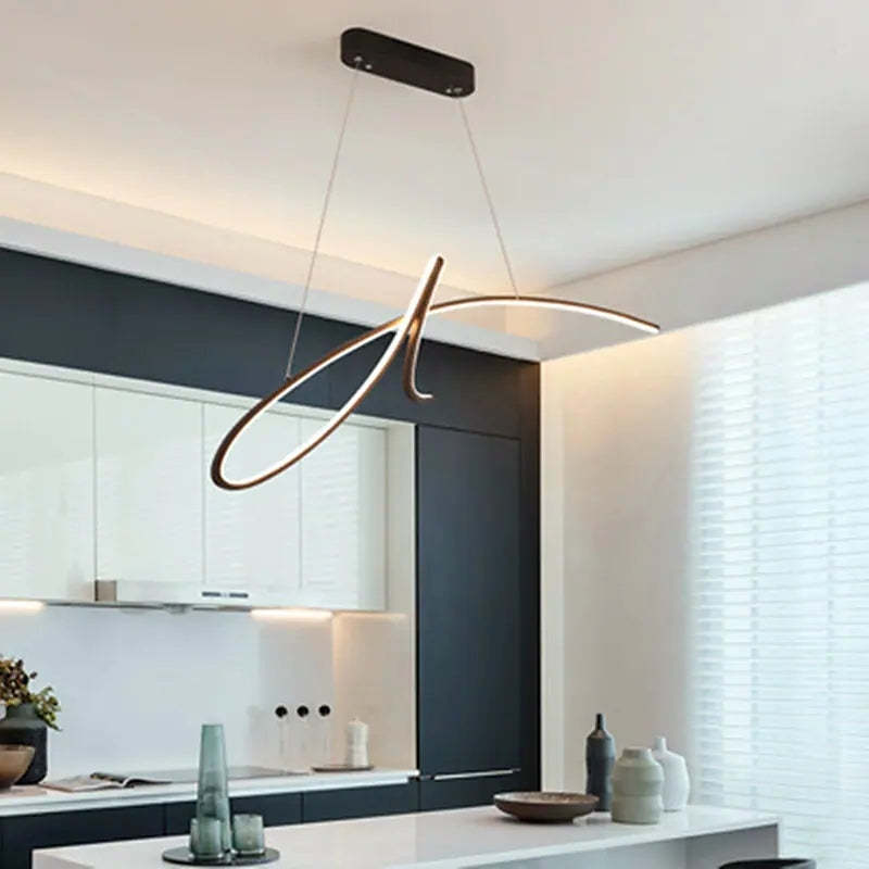 Pendant Light Irregular-curved Modern, Metal, Black/Gold, Restaurant - Lumpaz