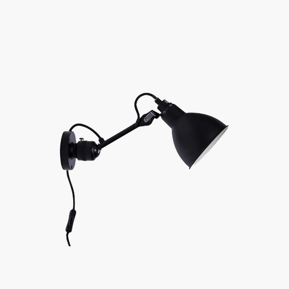 Brady Minimalist Adjustable Wall Lamp, Metal, Black, Living Room - Lumpaz