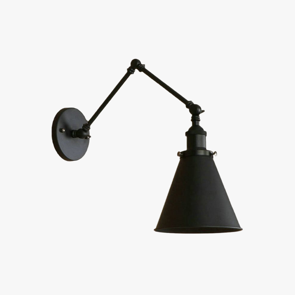 Brady Vintage Adjustable Wall Lamp, Metal, Black/Rust, Living Room - Lumpaz