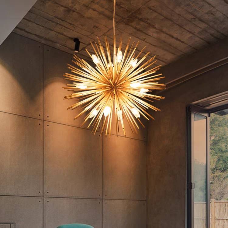Modern Designer Starburst Pendant Light, Gold - Lumpaz