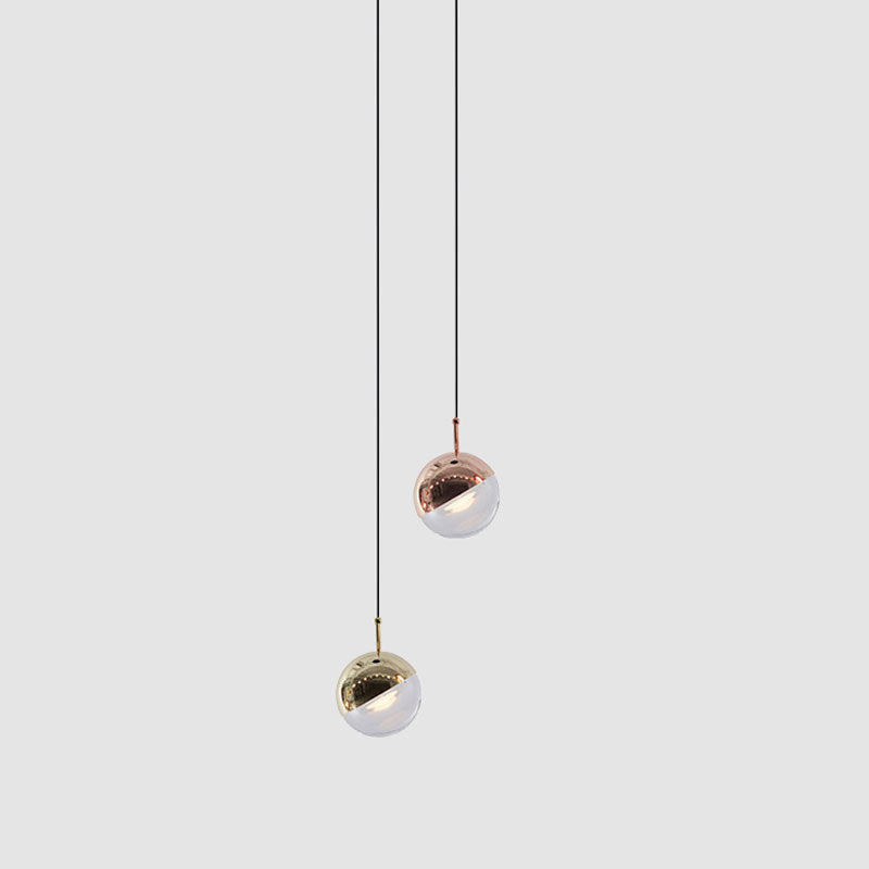 Valentina Modern Ball Metal/Glass Pendant Light, Gold/Rose Gold - Lumpaz