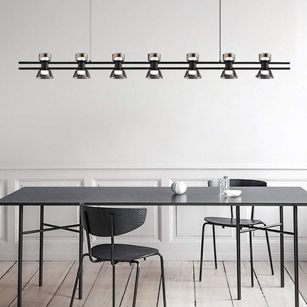 Evette Modern Linear Linear Metal Pendant Lamp, Black/Golden - Lumpaz
