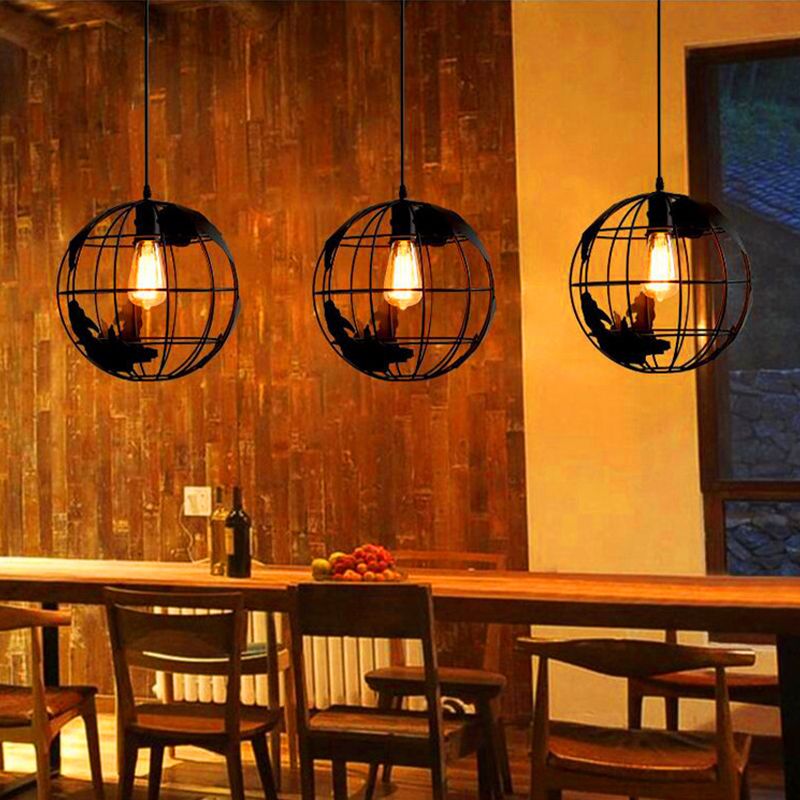 Alessio Cluster Globe Pendant Light, Black & White - Lumpaz
