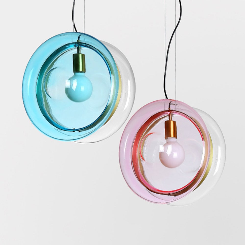 Hailie Art Round Glass Pendant Light, Metal&Glass, 6 Color - Lumpaz