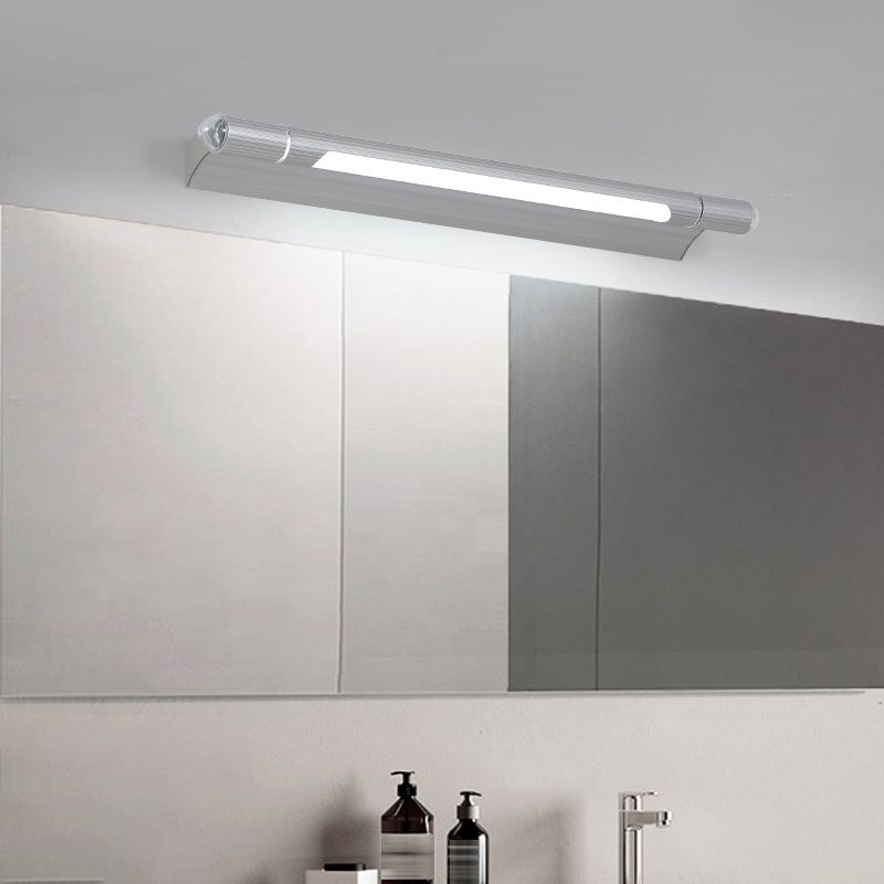 Edge Minimalist Linear Led Vanity Wall Lamp, Silver, Bathroom - Lumpaz