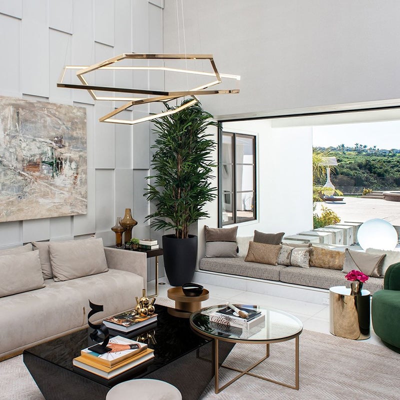 Edge Minimalist Geomatic Metal Pendant Light, Gold, DIY - Lumpaz